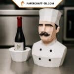 Porte-bouteille Chef – Buste de cuisinier en papercraft 3D Porte-bouteille Chef – Buste de cuisinier en papercraft 3D