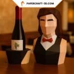Porte-bouteille décoratif - Serveuse rétro en papercraft 3D Porte-bouteille décoratif - Serveuse rétro en papercraft 3D
