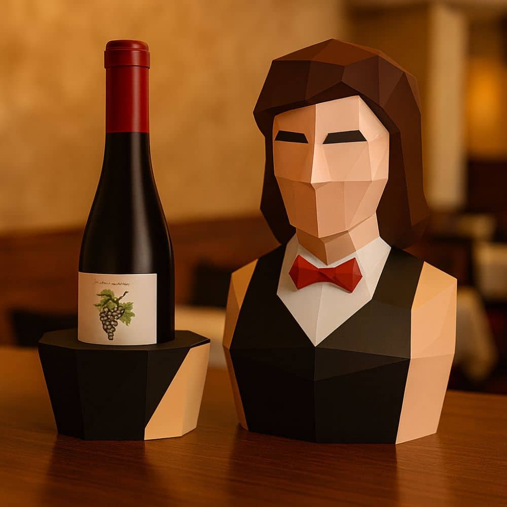 Porte-bouteille décoratif - Serveuse rétro en papercraft 3D