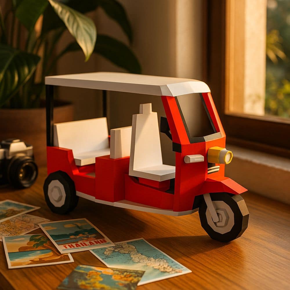 Tuk-tuk – Triporteur asiatique en papercraft 3D Tuk-tuk – Triporteur asiatique en papercraft 3D